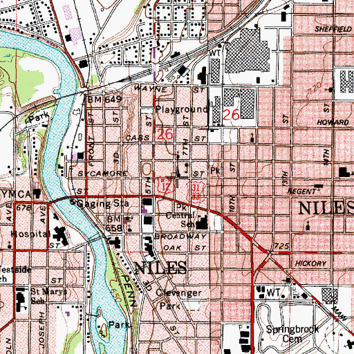 Topographic Map of Saint John's United Church of Christ, MI