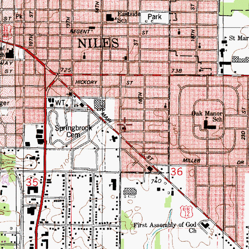 Topographic Map of Church of Christ, MI