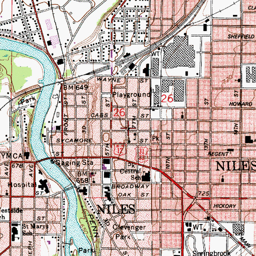 Topographic Map of Mount Calvary Baptist Church, MI