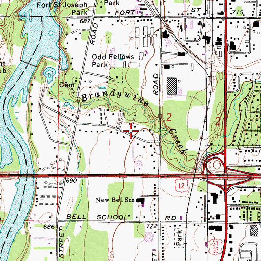 Topographic Map of Emmanuel Baptist Bible Church, MI