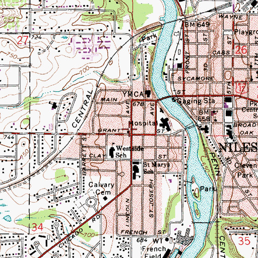 Topographic Map of Grace United Methodist Church, MI