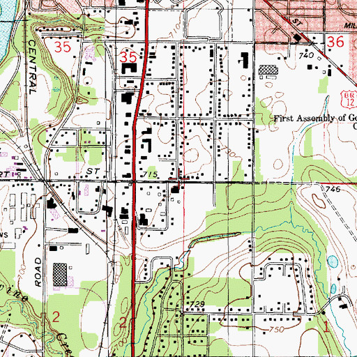Topographic Map of Church of Jesus Christ, MI