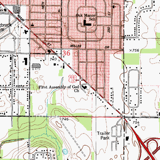 Topographic Map of Michiana Christian Embassy, MI