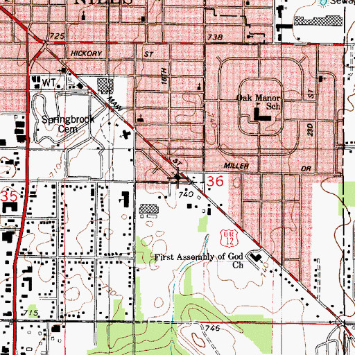Topographic Map of Bethel Baptist Church, MI