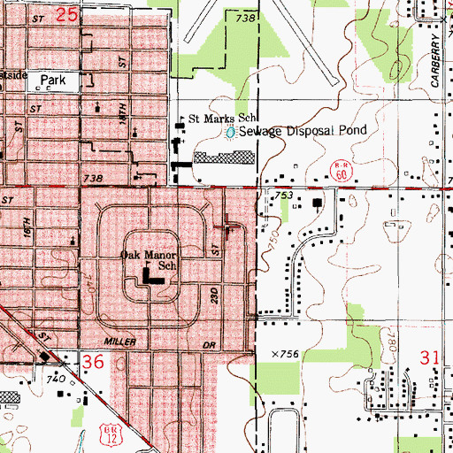Topographic Map of Westminster Presbyterian Church, MI
