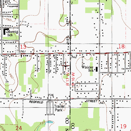 Topographic Map of Niles Grace Brethren Church, MI