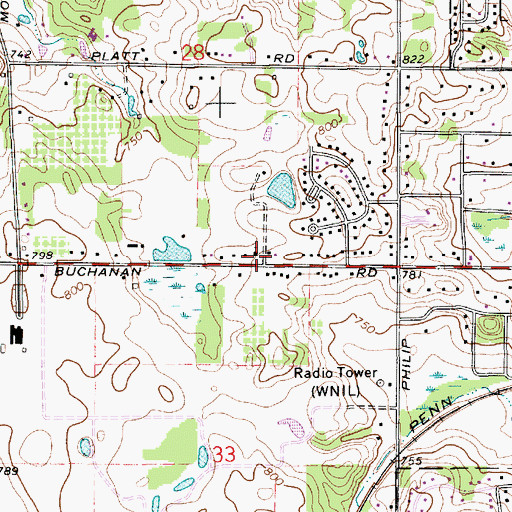 Topographic Map of Free Methodist Church, MI