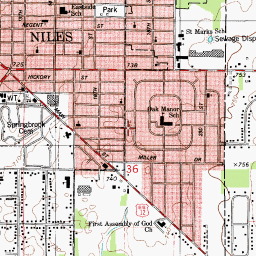 Topographic Map of Jehovah's Witnesses, MI