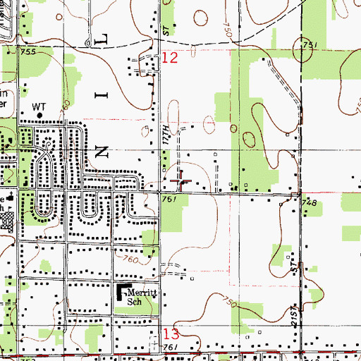 Topographic Map of Bethlehem Baptist Church, MI