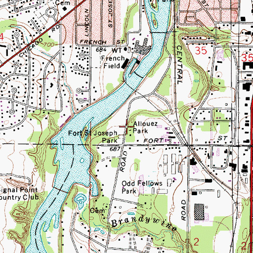 Topographic Map of Father Allouez Grave Site, MI