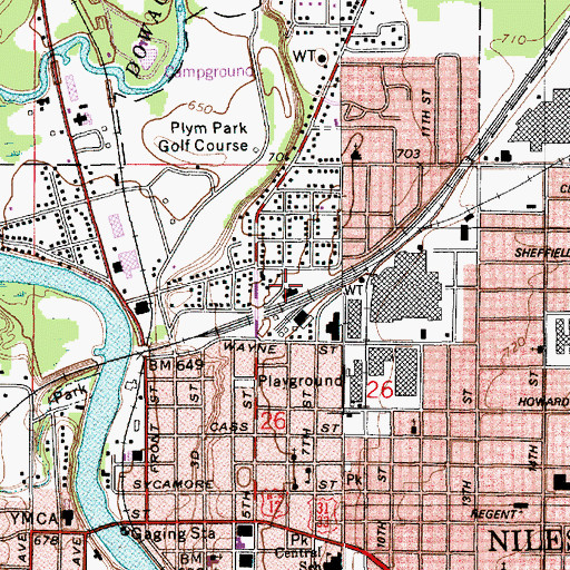 Topographic Map of Niles Station, MI