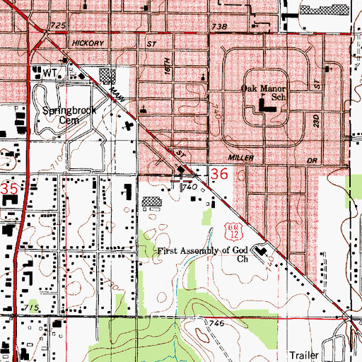 Topographic Map of Niles Township Police Department, MI