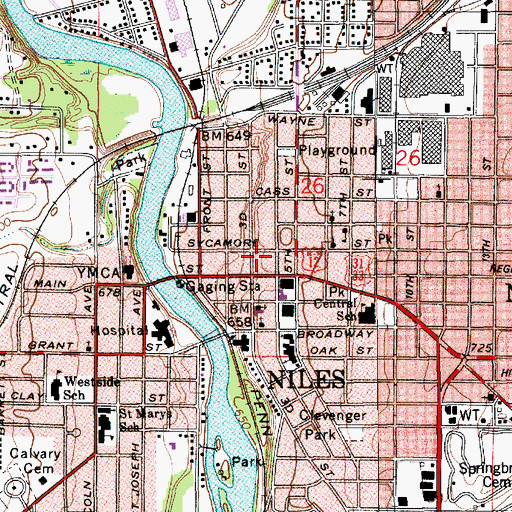 Topographic Map of Carnegie Library, MI
