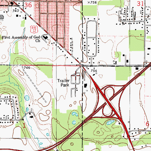 Topographic Map of Silverbrook Manufactured Home Community, MI