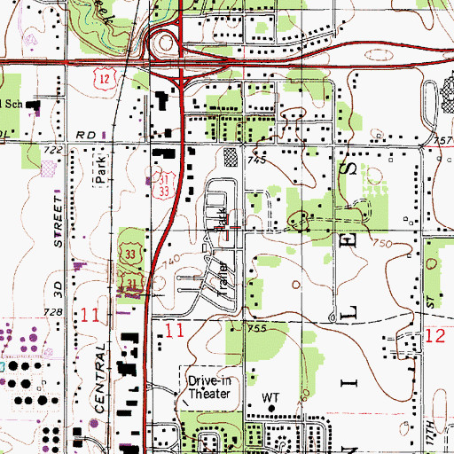Topographic Map of Franklin Woods Mobile Home Park, MI
