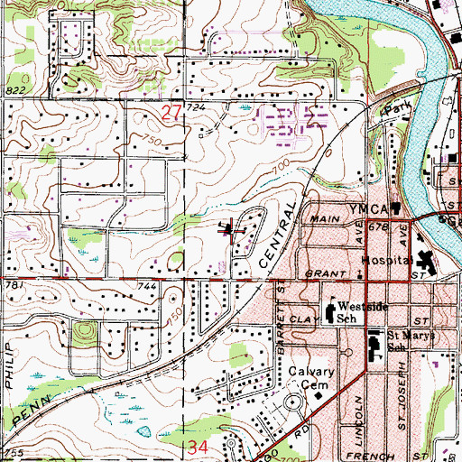 Topographic Map of Seventh Day Adventist School, MI