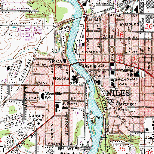Topographic Map of Lakeland Women's Health Center, MI