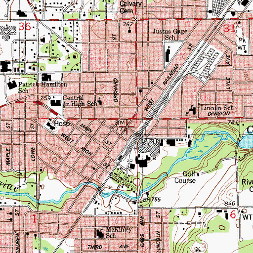 Topographic Map of Beckwith Park, MI