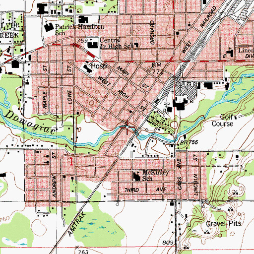 Topographic Map of Optimist Park, MI