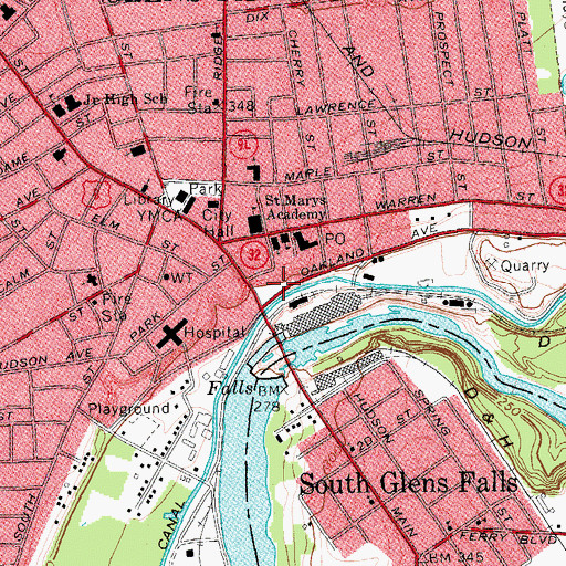 Topographic Map of Glens Falls Civic Center, NY