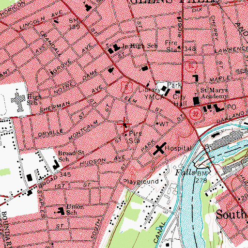 Topographic Map of Saint Alphonse Roman Catholic School (historical), NY