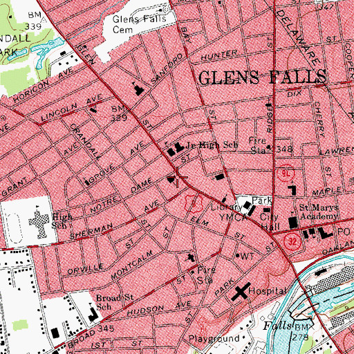 Topographic Map of First Presbyterian Church, NY