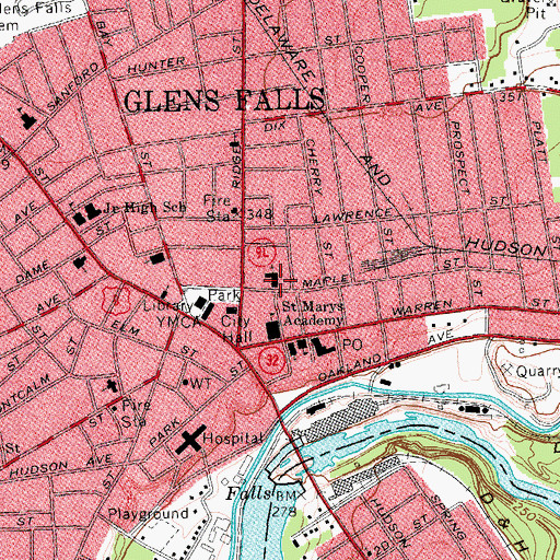 Topographic Map of First Baptist Church, NY