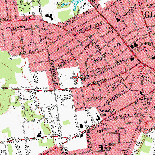 Topographic Map of Glens Falls Senior High School, NY