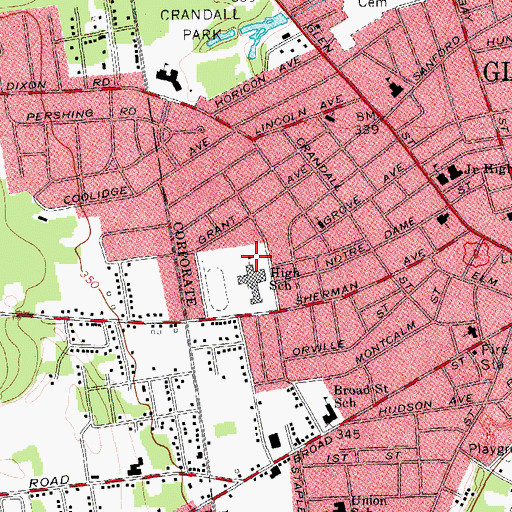 Topographic Map of Glens Falls Middle School, NY