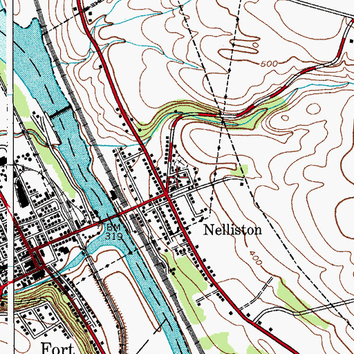 Topographic Map of Nelliston Public School (historical), NY