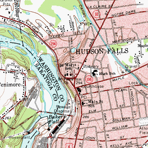 Topographic Map of Saint Marys Roman Catholic Church, NY