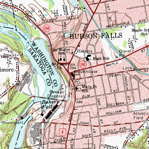Topographic Map of Washington County Court House (historical), NY