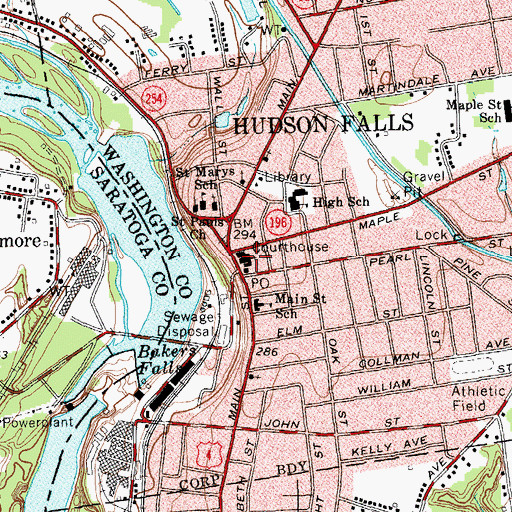Topographic Map of First Baptist Church, NY