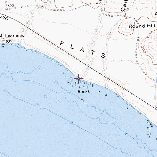 Topographic Map of Caada De Los Ladrones, CA