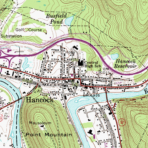 Topographic Map of Hancock House, NY