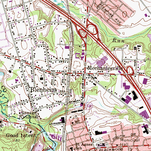 Topographic Map of Gloucester Township Fire District 3 Blenheim Volunteer Fire Company, NJ