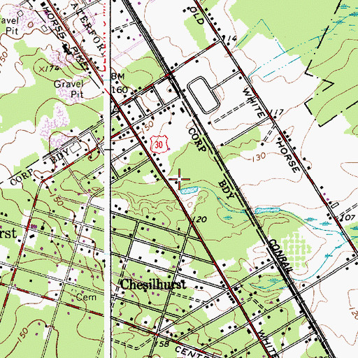 Topographic Map of Chesilhurst Volunteer Fire Company, NJ