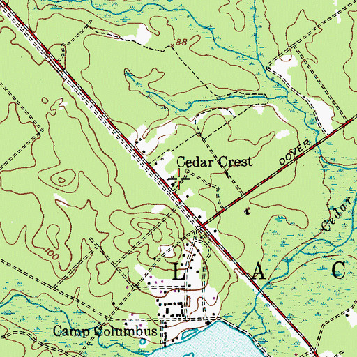 Topographic Map of Bamber Lakes Fire Department, NJ