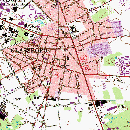 Topographic Map of Glassboro Fire Department St. 26-1, NJ