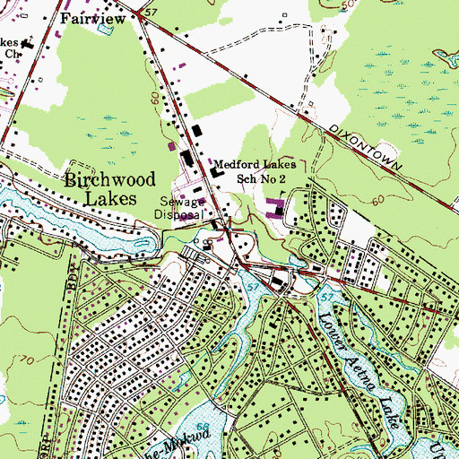 Topographic Map of Medford Lakes Fire Department, NJ