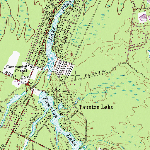 Topographic Map of Medford Division of Fire Taunton Fire Company, NJ