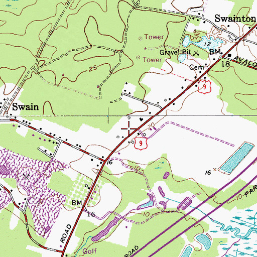 Topographic Map of Middle Township Fire District 1 Swainton Station, NJ