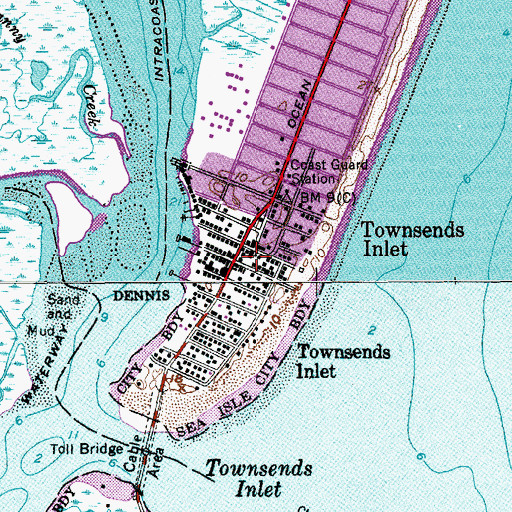 Topographic Map of Sea Isle City Volunteer Fire Department Townsends Inlet, NJ