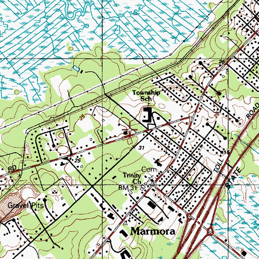Topographic Map of Marmora Volunteer Fire Company, NJ