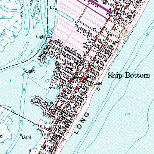 Topographic Map of Ship Bottom Volunteer Fire Company 1 Station 46, NJ