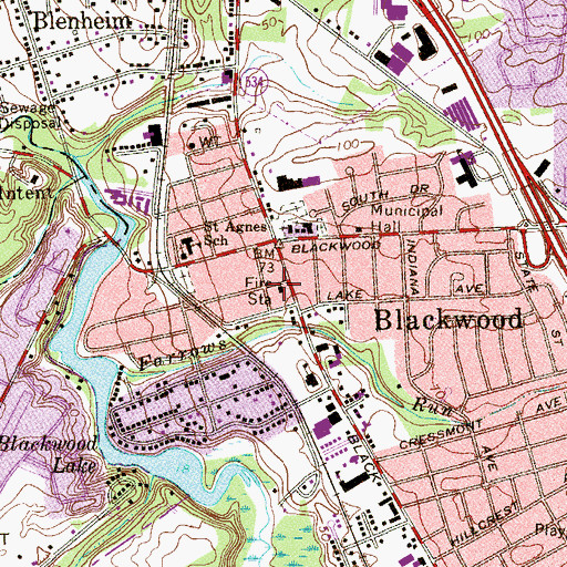 Topographic Map of Gloucester Township Fire District 4 Station 1 Central Avenue, NJ