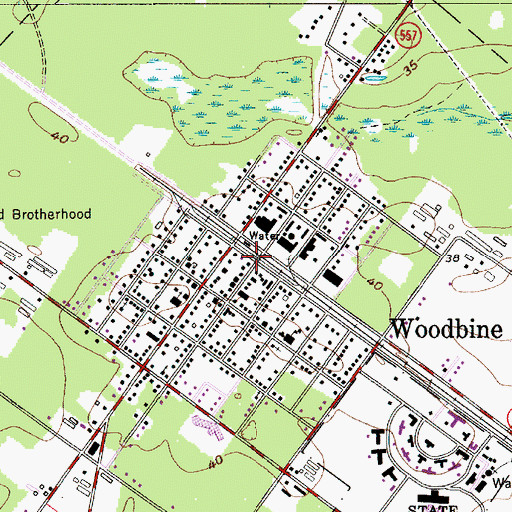 Topographic Map of Woodbine Volunteer Fire Company, NJ