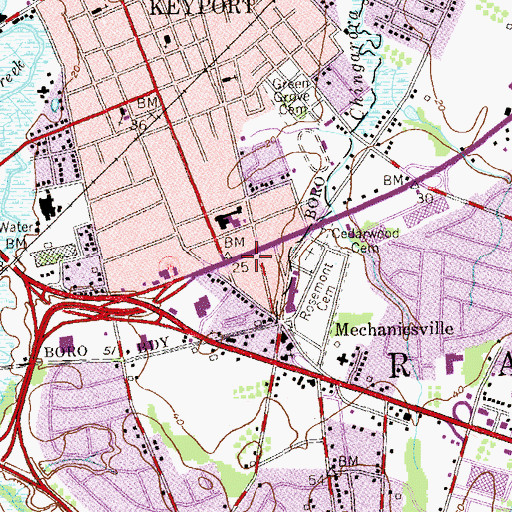 Topographic Map of Keyport Fire Department Station 22 - 5 Liberty Hose Company 3, NJ