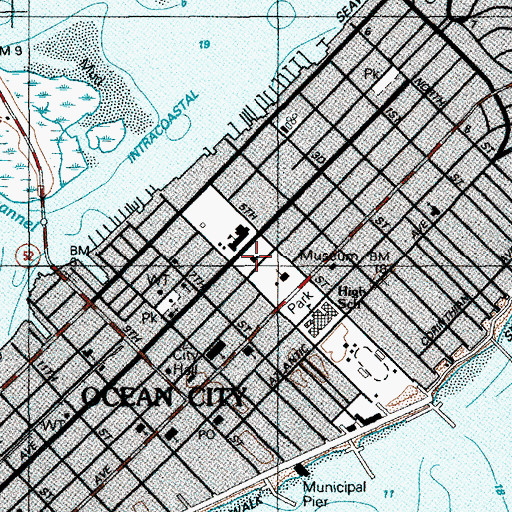 Topographic Map of Ocean City Fire and Rescue Services Department Headquarters, NJ