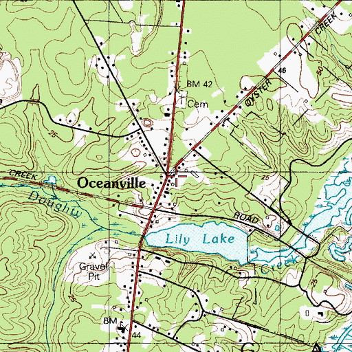 Topographic Map of Oceanville Volunteer Fire Company 1, NJ